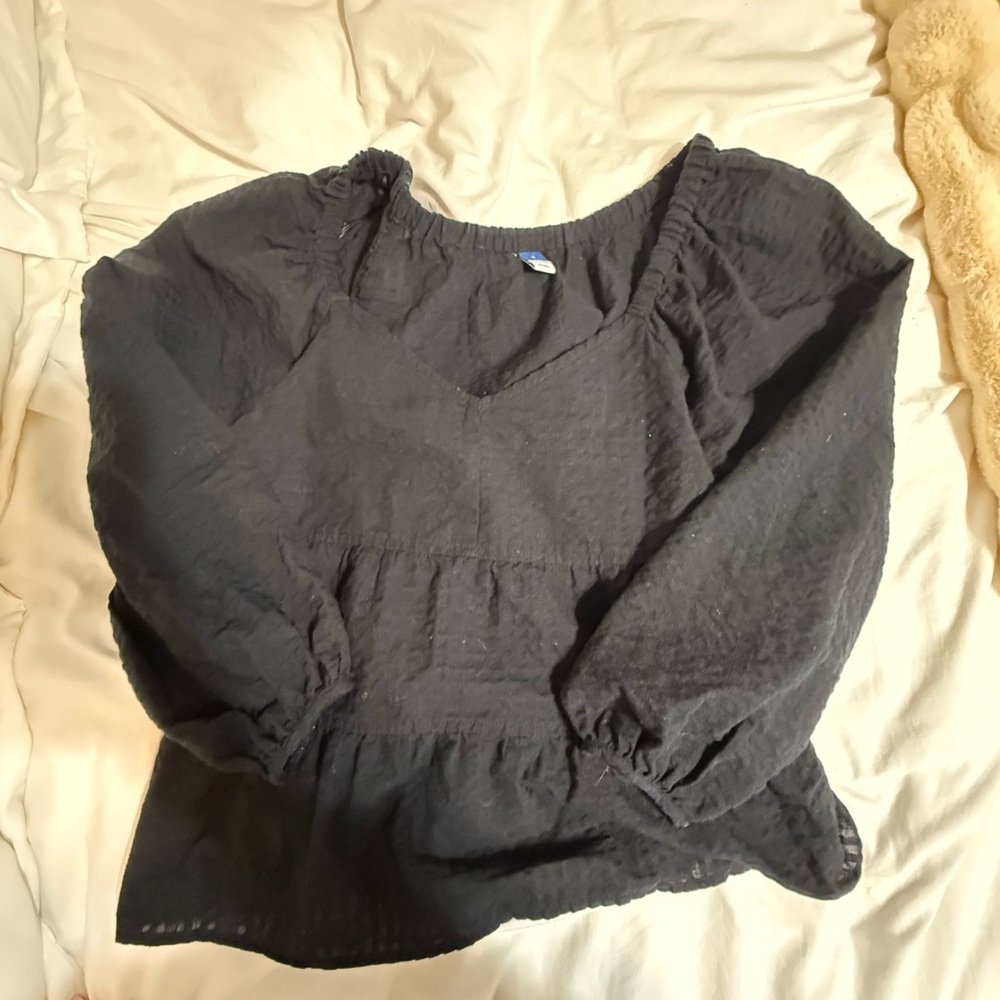 Old Navy Charcoal Textured Blouse